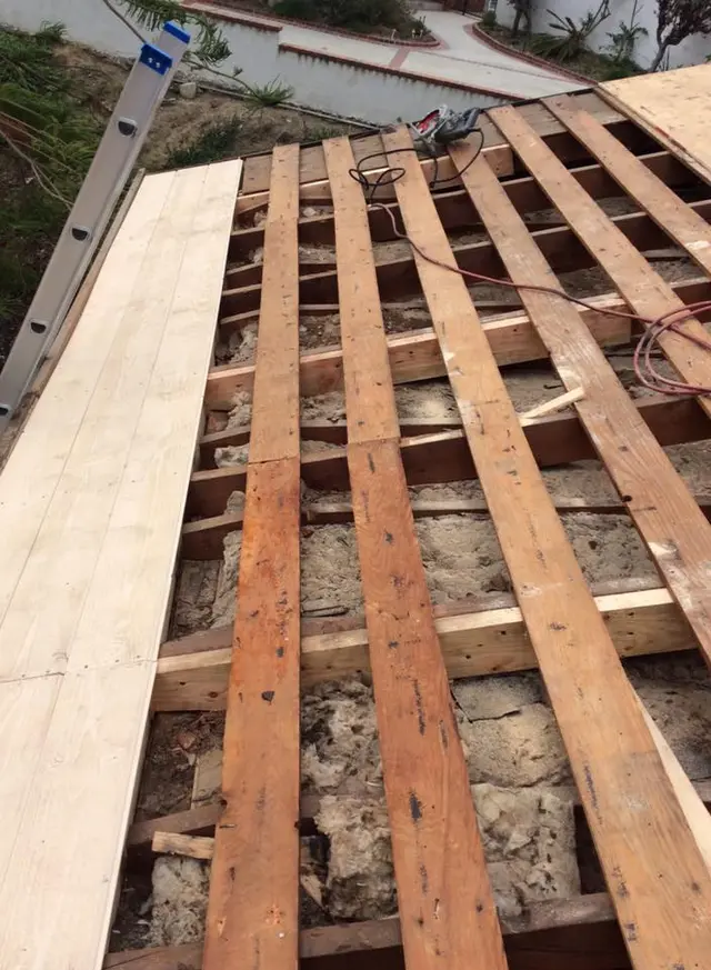 Roof installation work in progress